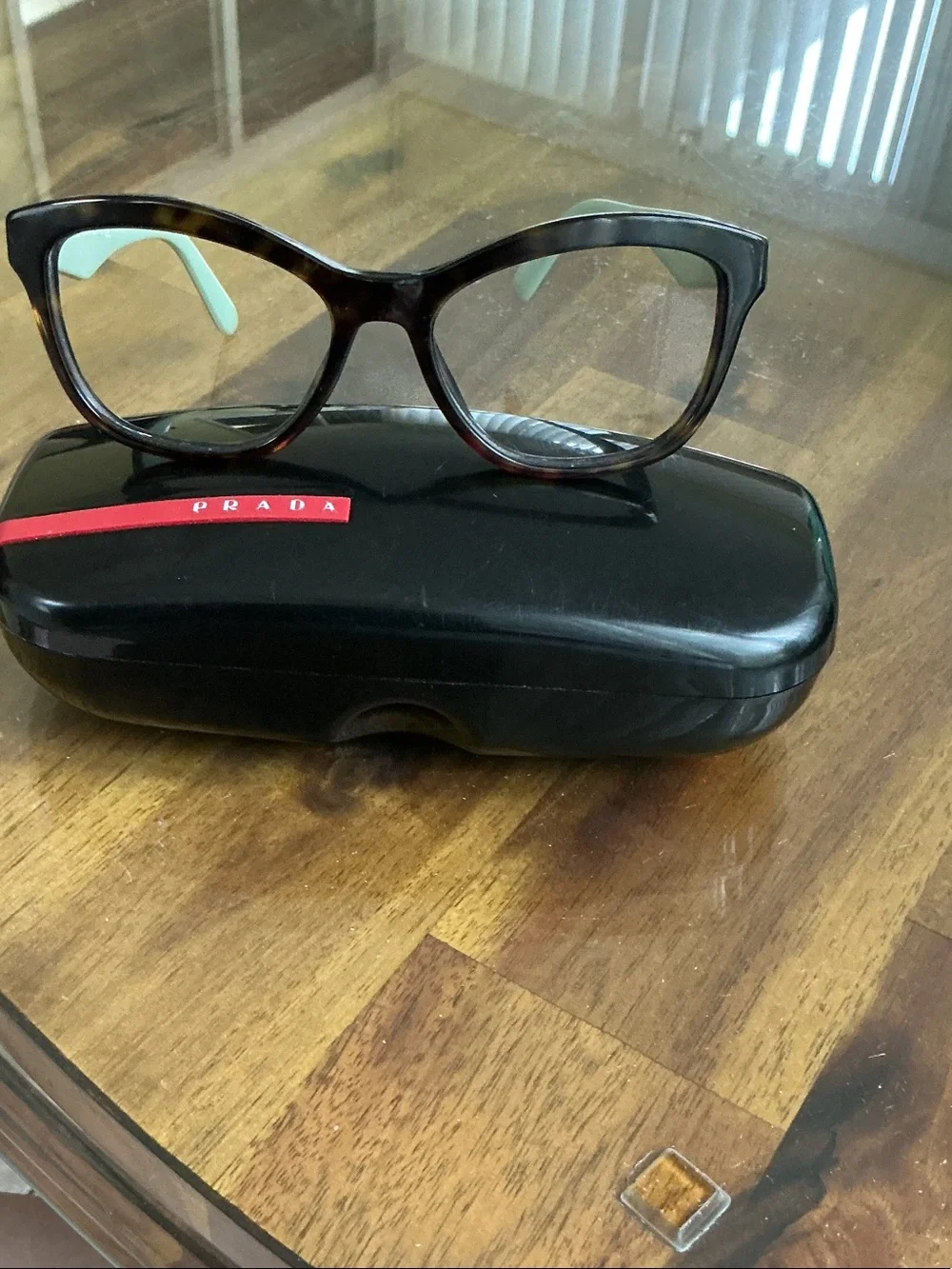 Prada Cat-Eye Glasses in Tortoise with Mint Temples